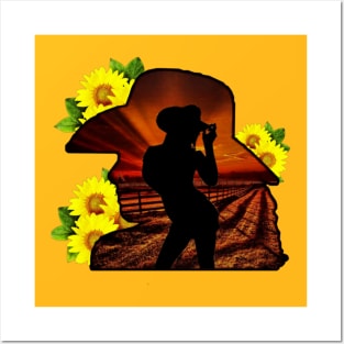 Sunflower Cowgirl Posters and Art